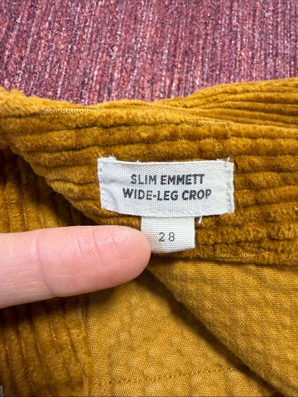 MADEWELL Slim Emmett Wide-Leg Crop Corduroy Pants Size 28 - Picture 13 of 15